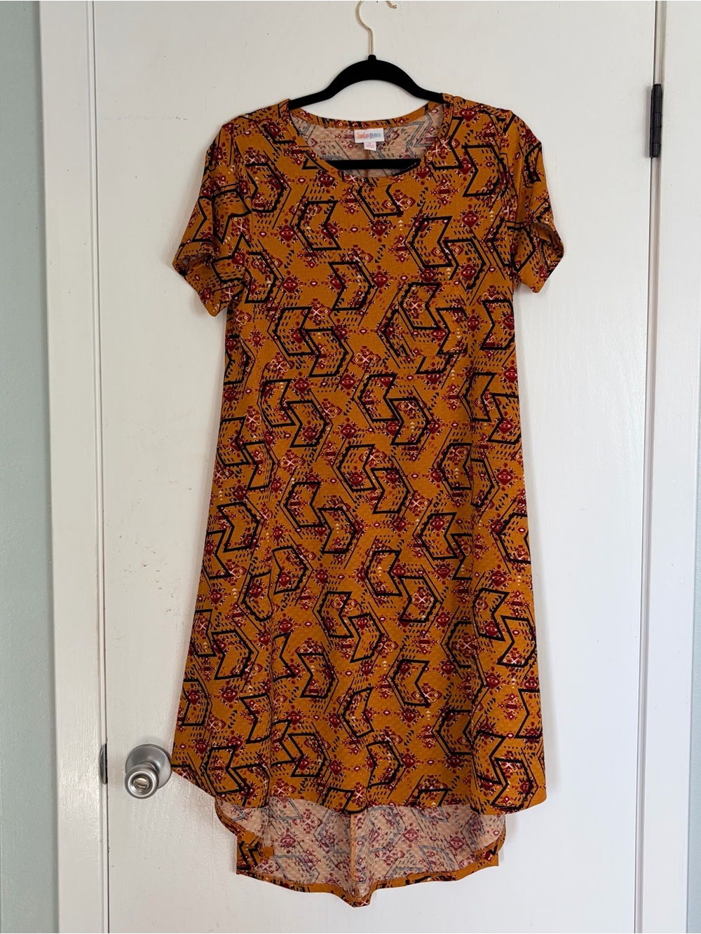 LuLaRoe Mustard Geometric High-Low Dress